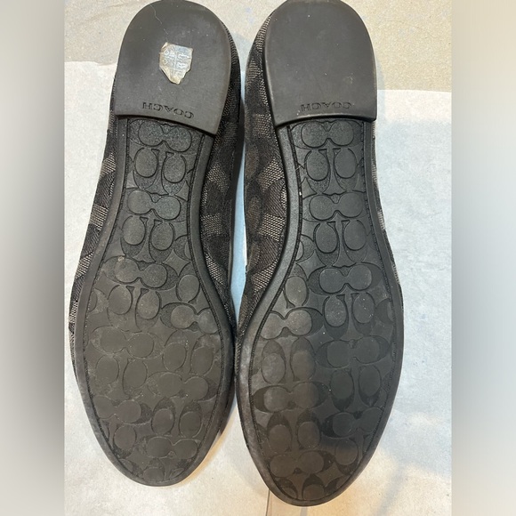 COACH C Logo Bea Black/Gray FeminineClassicDressy Charm Tassel Ballet Flats Sz 9 - Picture 2 of 12